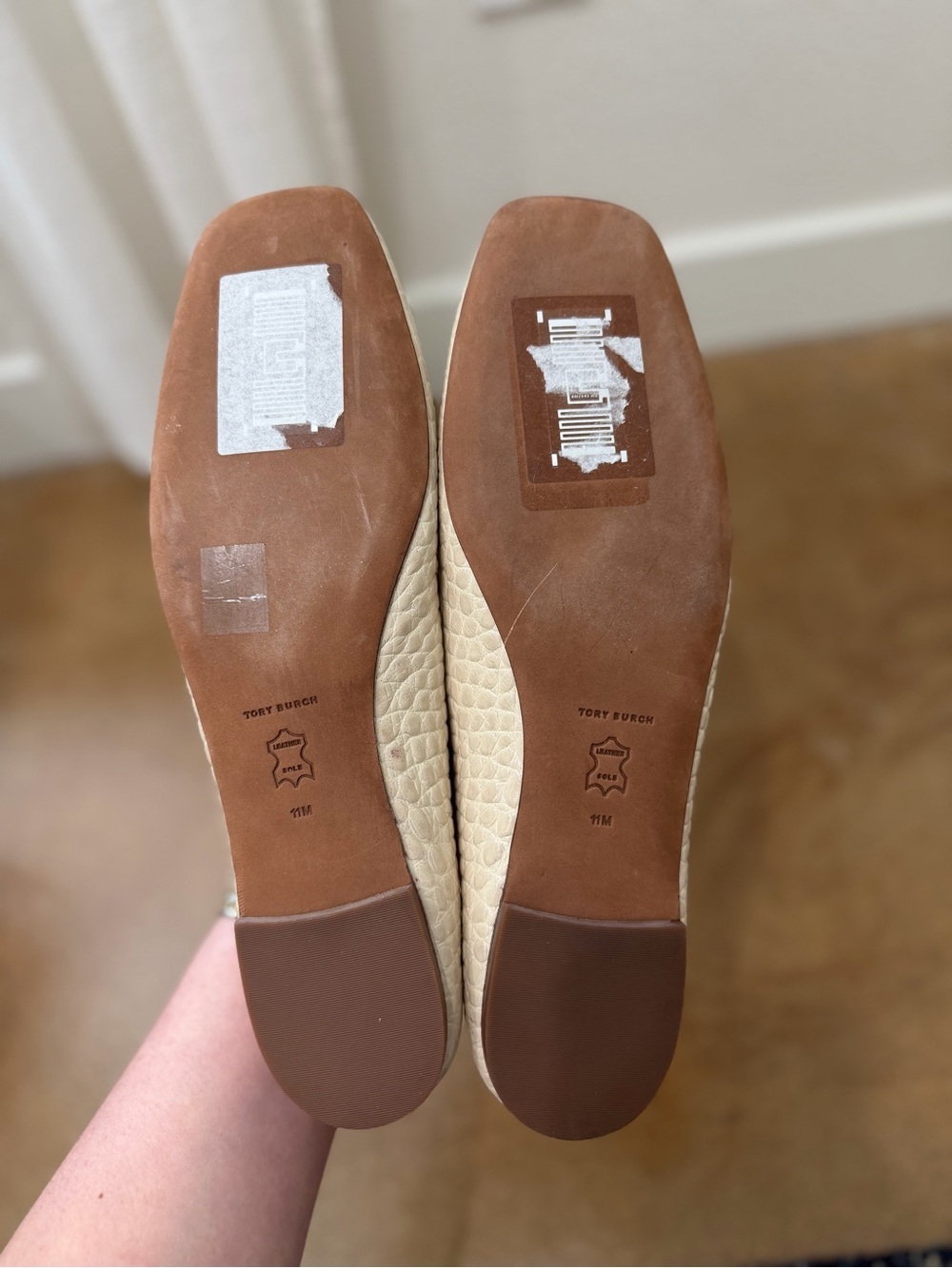 Tory Burch Georgia Square-Toe Croc-Embossed Leather Ballet Flats - Picture 7 of 7